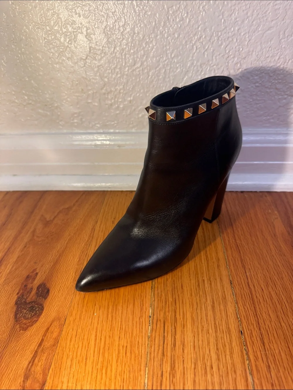 Valentino Rockstud Accents Leather Ankle Boot